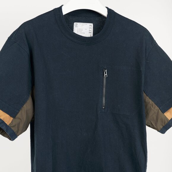 Sacai Navy Cotton-Jersey Layered T-Shirt - Picture 3 of 11